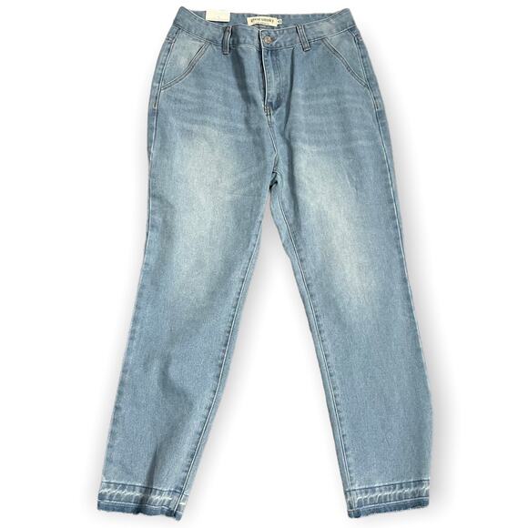 Great Smoky Los Angeles Distressed Crop Leg Jeans Womens 13 Juniors Blue Y2K NEW - Picture 1 of 6